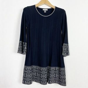 Parkhurst 🇨🇦 Vintage A-Line‎ Black & Grey Tiered Design Dress Size Small